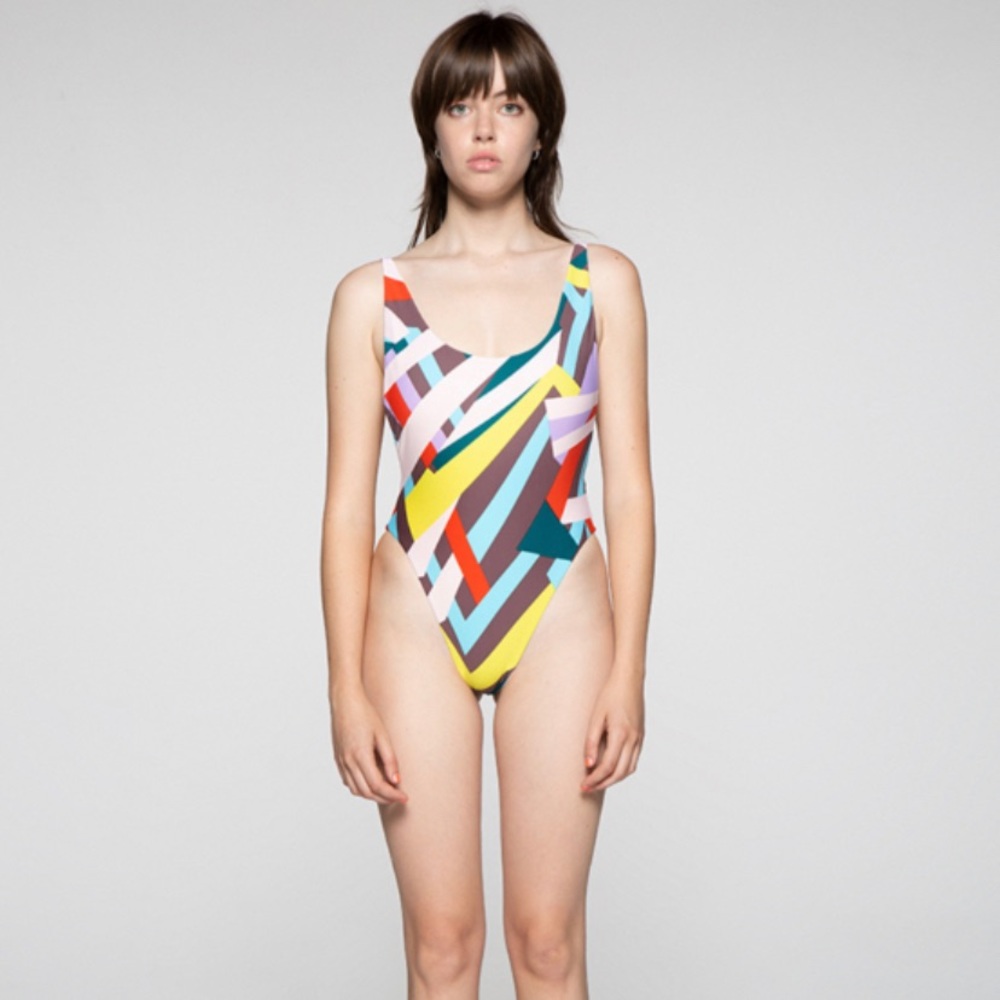 NEW Kikirio Cate High Leg One Piece Theorem Multi